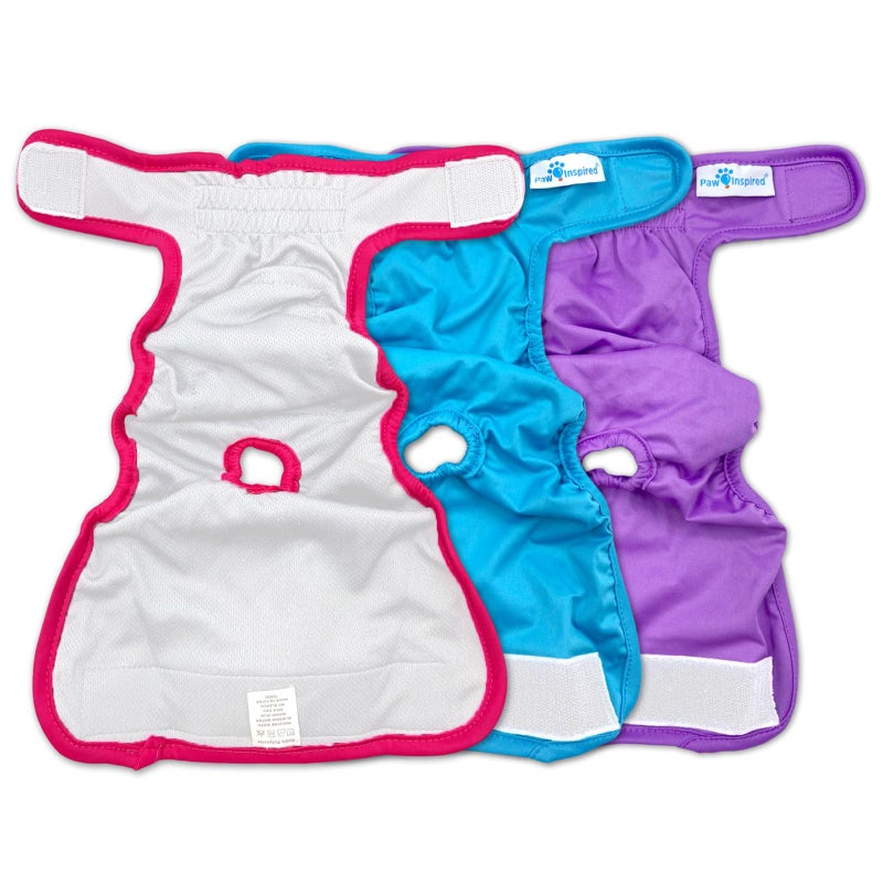 Paw Inspired Washable Reusable Dog Diapers Female, Cloth Dog Diapers, Dogs in Heat, Dog Incontinence (Assorted (White Lining), Small (3 Ct.)) - Image 3
